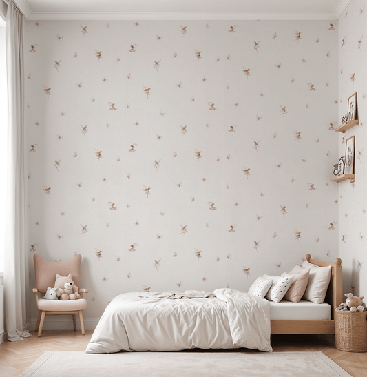 Papel de Parede Fadas e Borboletas Rosa 