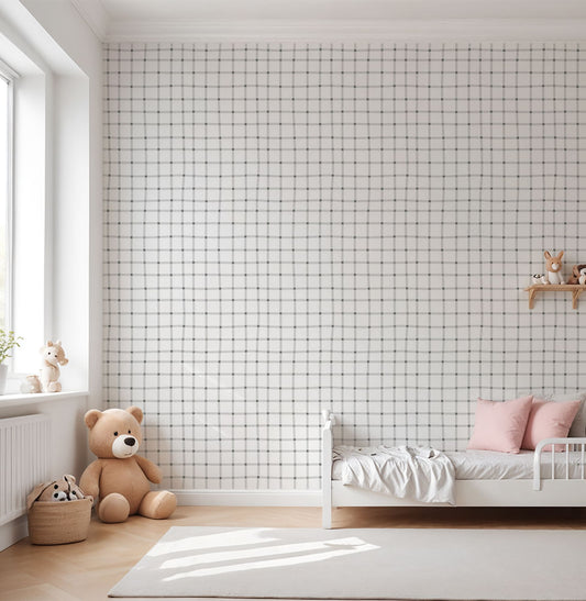 Papel de Parede Xadrez Irregular Com Pontos Cinzas