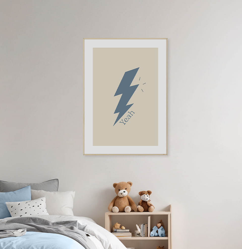 Quadro Infantil Raio Yeah Azul - Vertical