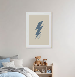 Quadro Infantil Raio Yeah Azul - Vertical