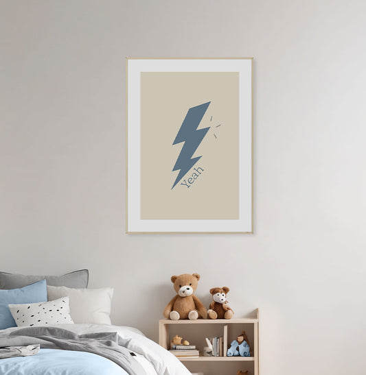 Quadro Infantil Raio Yeah Azul - Vertical