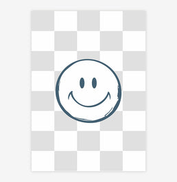  Quadro Smile com Xadrez Cinza - Vertical 