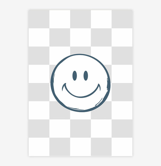  Quadro Smile com Xadrez Cinza - Vertical 