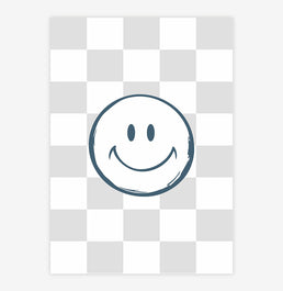  Quadro Smile com Xadrez Cinza - Vertical 
