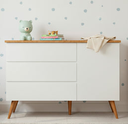 Cômoda de Bebê Viena com Porta Greige com Pé e Tampo Mel