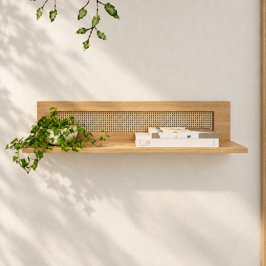 Prateleira Haus Nature Com Palha 80 CM - Carvalho