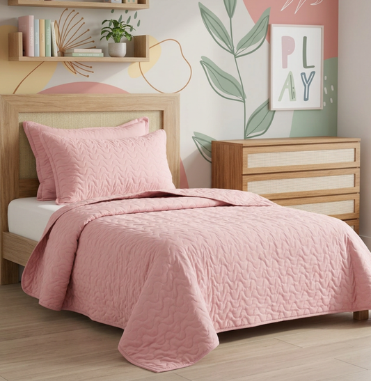 Kit Colcha Casal Infinity 3 Peças - Rosa Chá