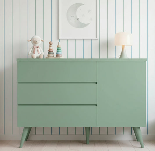 Cômoda de Bebê Viena com Porta Verde Jardim