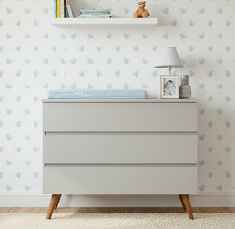 Cômoda de Bebê Viena Cinza Harbor com Pé Mel