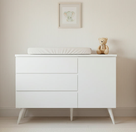 Cômoda de Bebê Viena com Porta Branco Fosco
