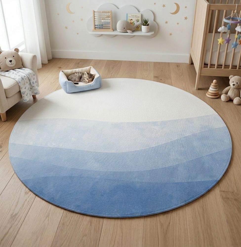 Tapete Infantil Redondo Onda Azul - 1,33m