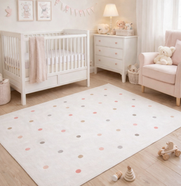 Tapete Infantil Retangular Poá - Rosa