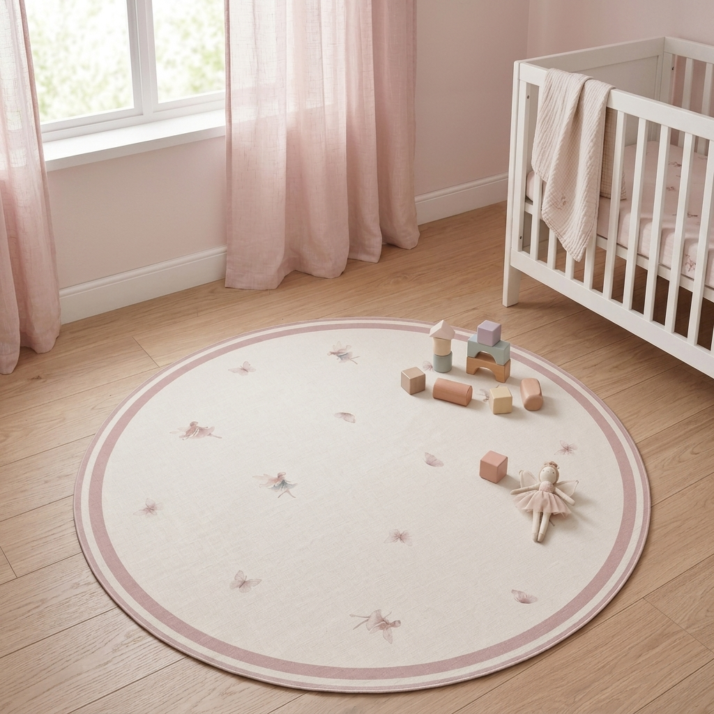 TAPETE INFANTIL REDONDO FADAS ROSA  - 1,33
