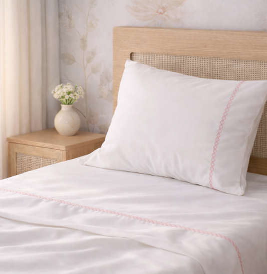 Lençol de Solteiro Corrente 3 Peças - Rosa Chá