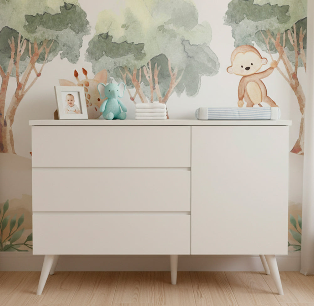Cômoda de Bebê Viena com Porta Greige