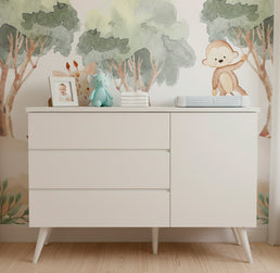 Cômoda de Bebê Viena com Porta Greige