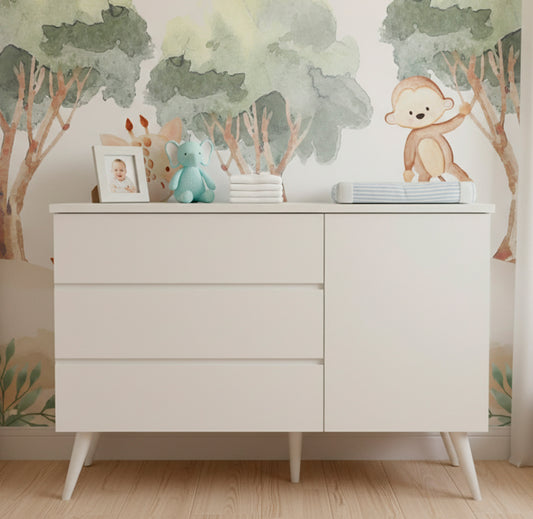Cômoda de Bebê Viena com Porta Greige