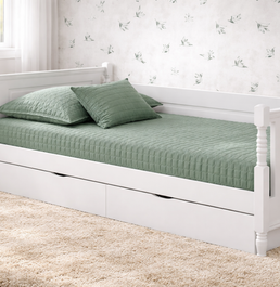 Colcha Com Elástico Quadradinho - Verde Seco