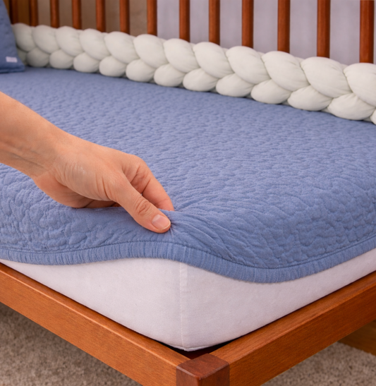 Colcha Com Elástico Para Berço Infinity - Azul Jeans