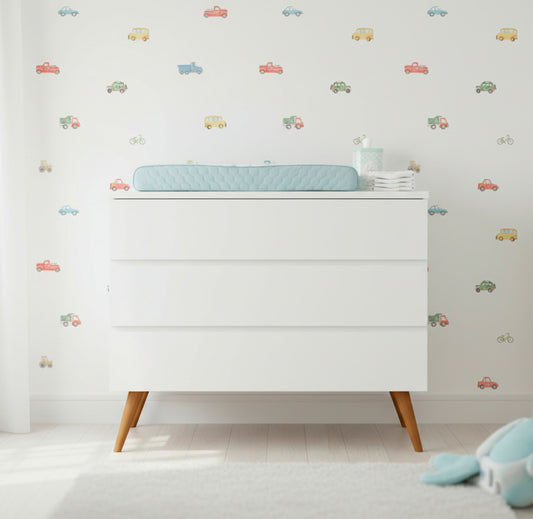 Cômoda de Bebê Viena Branco com Pé Mel