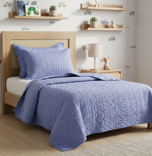 Kit Colcha Casal Infinity 3 Peças - Azul Jeans