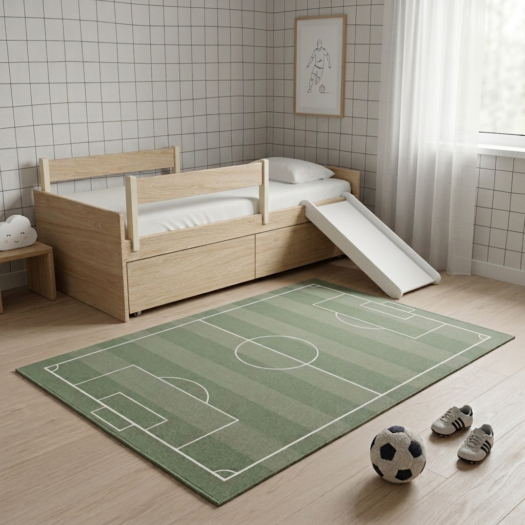 TAPETE INFANTIL RETANGULAR CAMPO DE FUTEBOL - 1,33 X 1,88