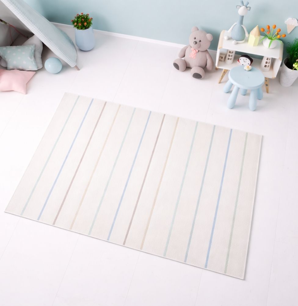 Tapete Infantil Retangular Listra Aquarela - Azul