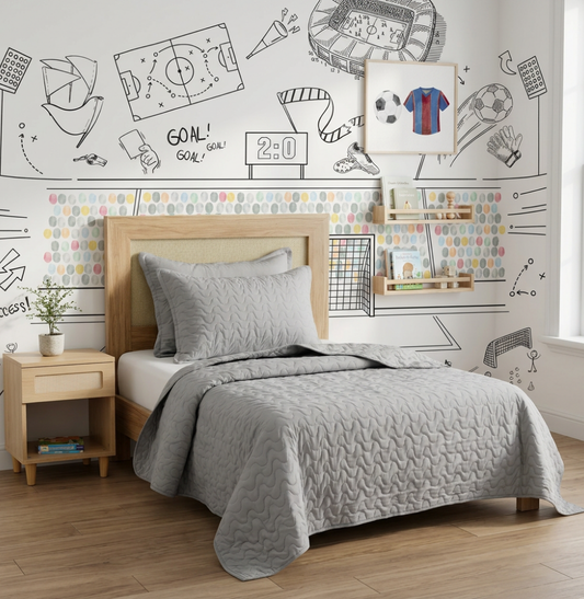 Kit Colcha Casal Infinity 3 Peças - Cinza