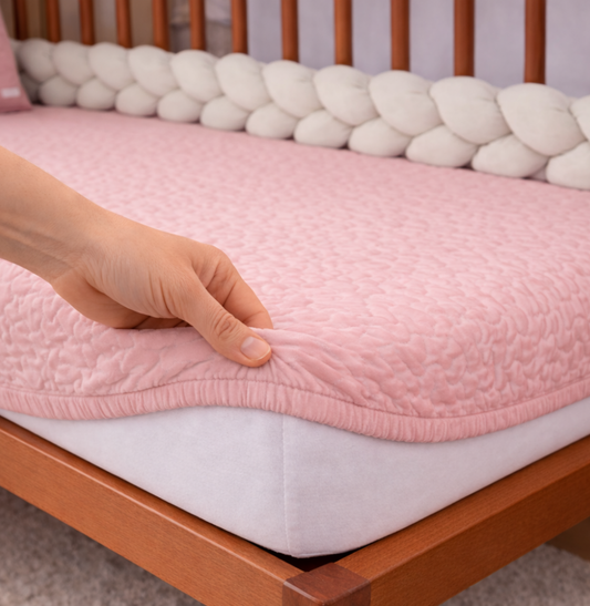 Colcha Com Elástico Para Berço Infinity - Rosa Chá