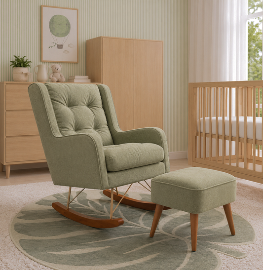 POLTRONA MAJU COM PUFF BALANÇO BOUCLE VERDE