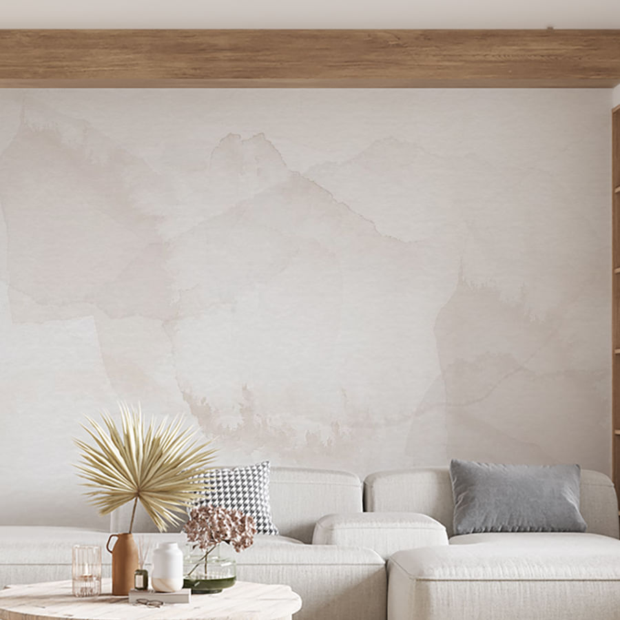 Papel de Parede Mancha Aquarela Bege - Mural