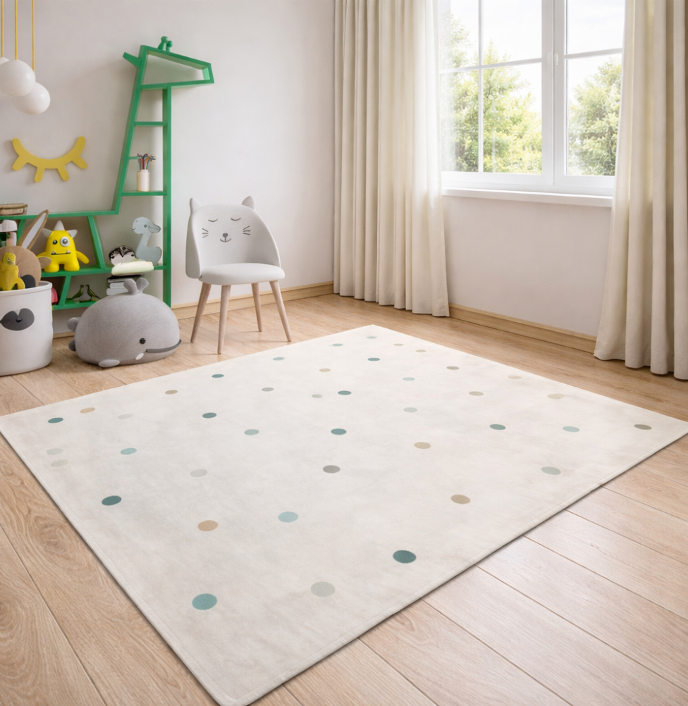 Tapete Infantil Retangular Poá - Verde