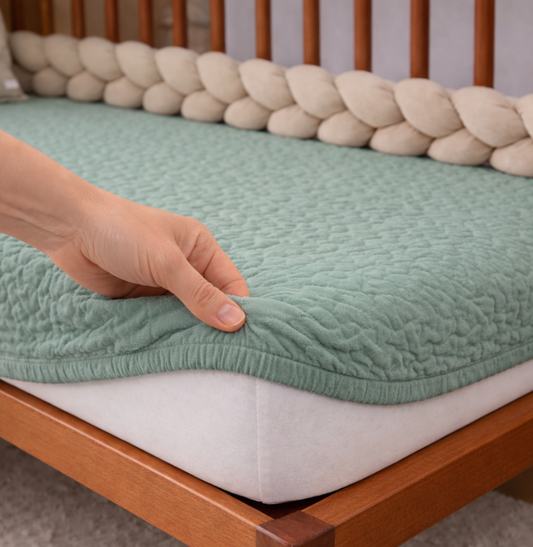 Colcha Com Elástico Para Berço Infinity - Verde Seco