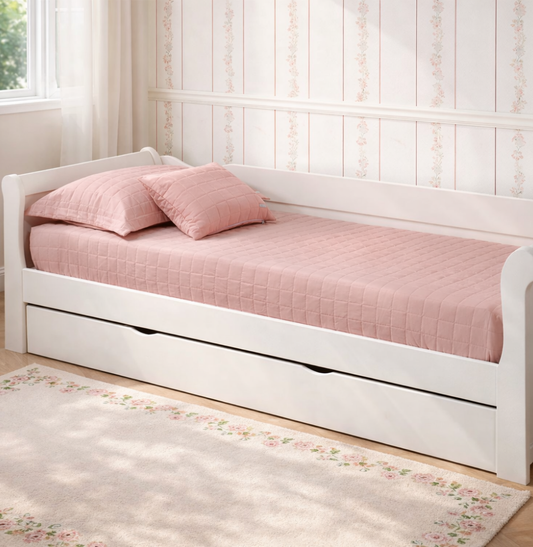 Colcha Com Elástico Quadradinho - Rosa Chá