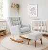 POLTRONA MAJU COM PUFF BALANÇO LINHO CANNES CINZA