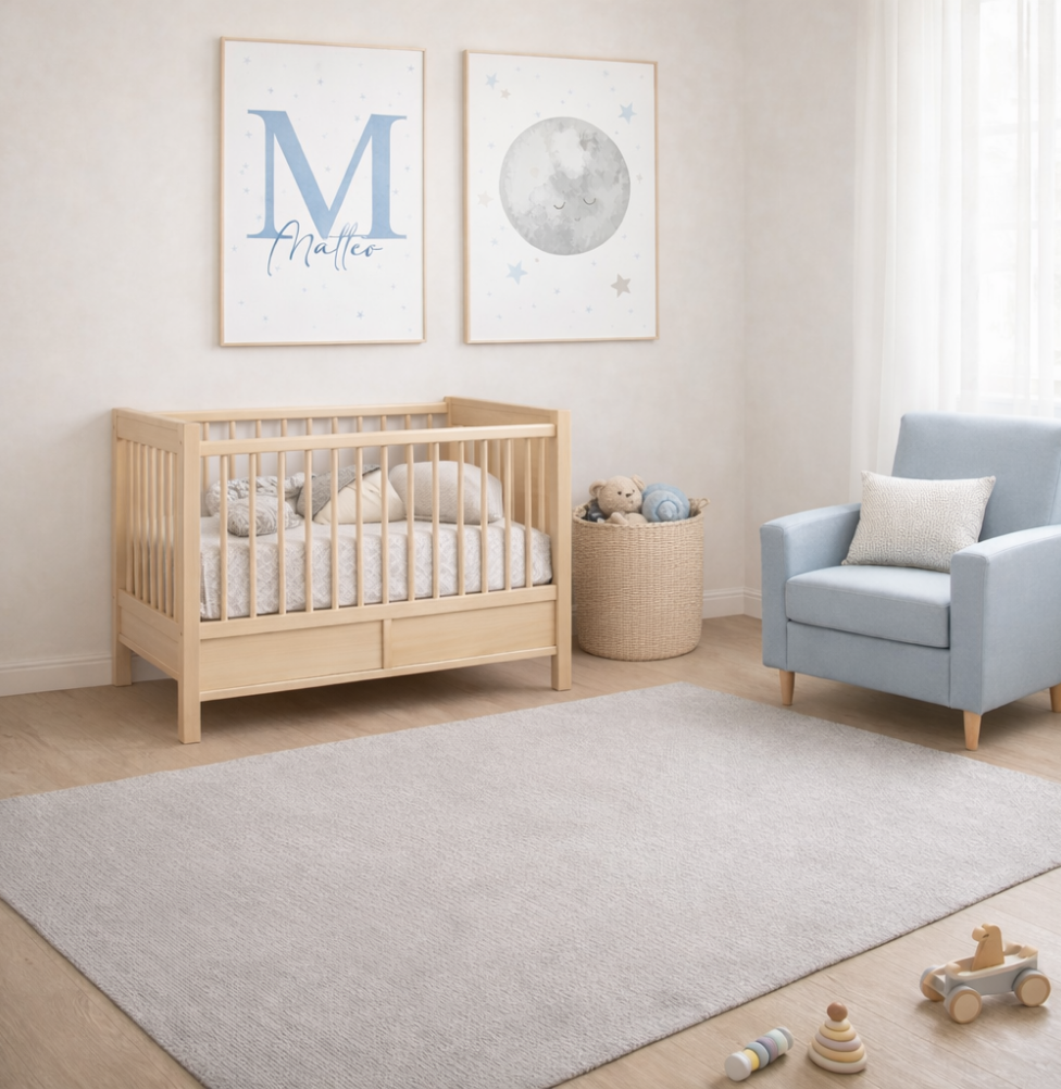 Tapete Infantil Retangular Linho - Cinza