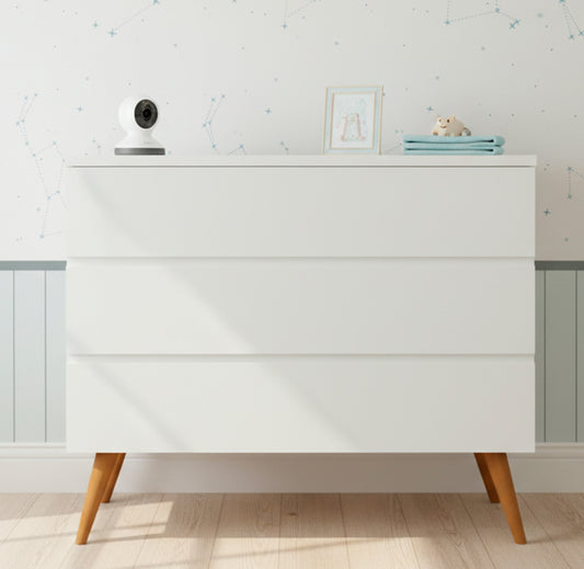 Cômoda de Bebê Viena Greige com Pé Mel