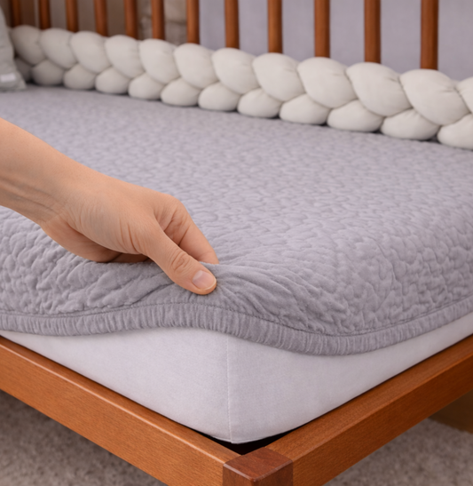 Colcha Com Elástico Para Berço Infinity - Cinza