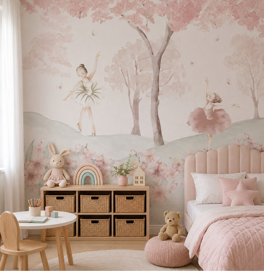 Papel de Parede Infantil Bailarinas Rosa - Mural
