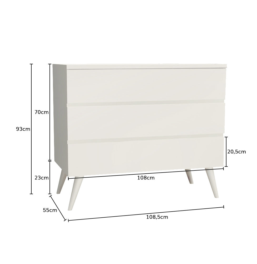 Cômoda de Bebê Viena Branco Fosco