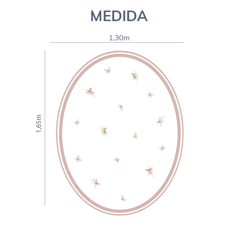 Tapete Infantil Oval Fadas e Borboletas Playmat