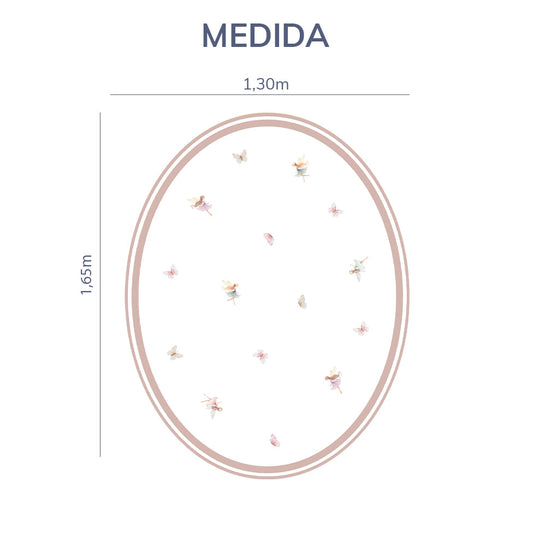 Tapete Infantil Oval Fadas e Borboletas Playmat