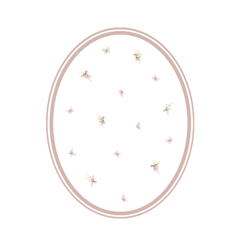 Tapete Infantil Oval Fadas e Borboletas Playmat