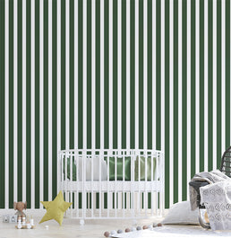Papel de Parede Infantil Listrado Largo Verde 