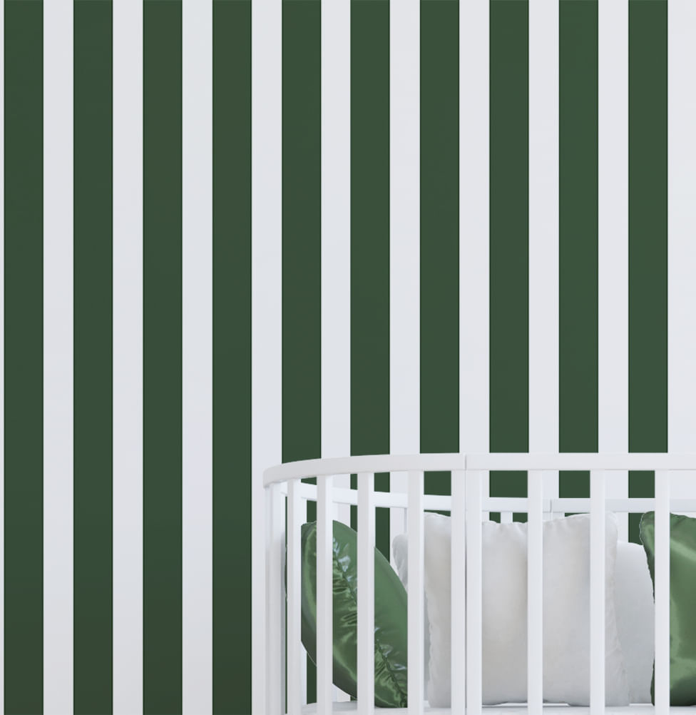 Papel de Parede Infantil Listrado Largo Verde 