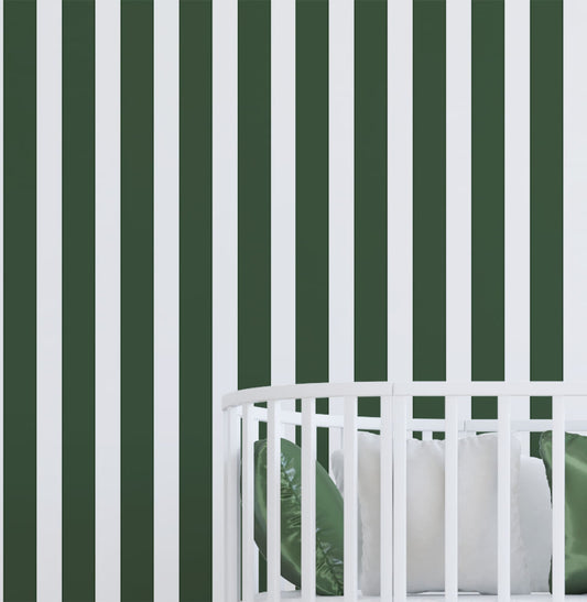 Papel de Parede Infantil Listrado Largo Verde 