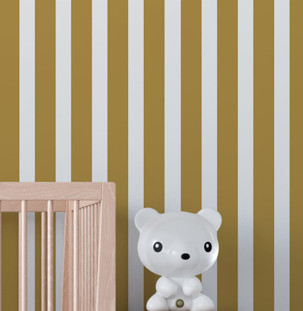 Papel de Parede Listrado Largo Amarelo