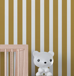 Papel de Parede Listrado Largo Amarelo