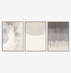 Conjunto com 3 Quadros Rabisco Cinza Com Moldura Filete Preta - Vertical