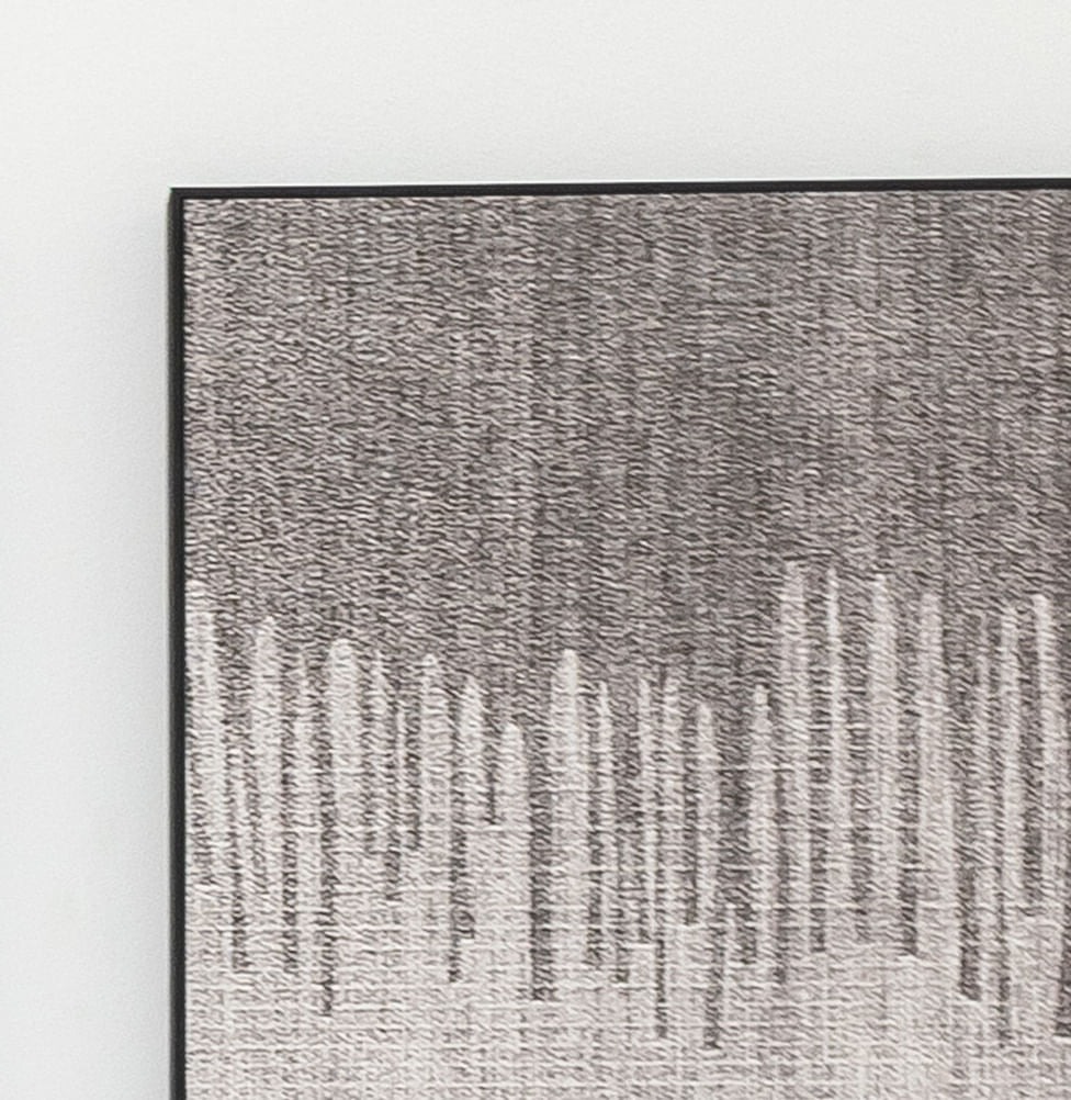 Conjunto com 3 Quadros Rabisco Cinza Com Moldura Filete Preta - Vertical